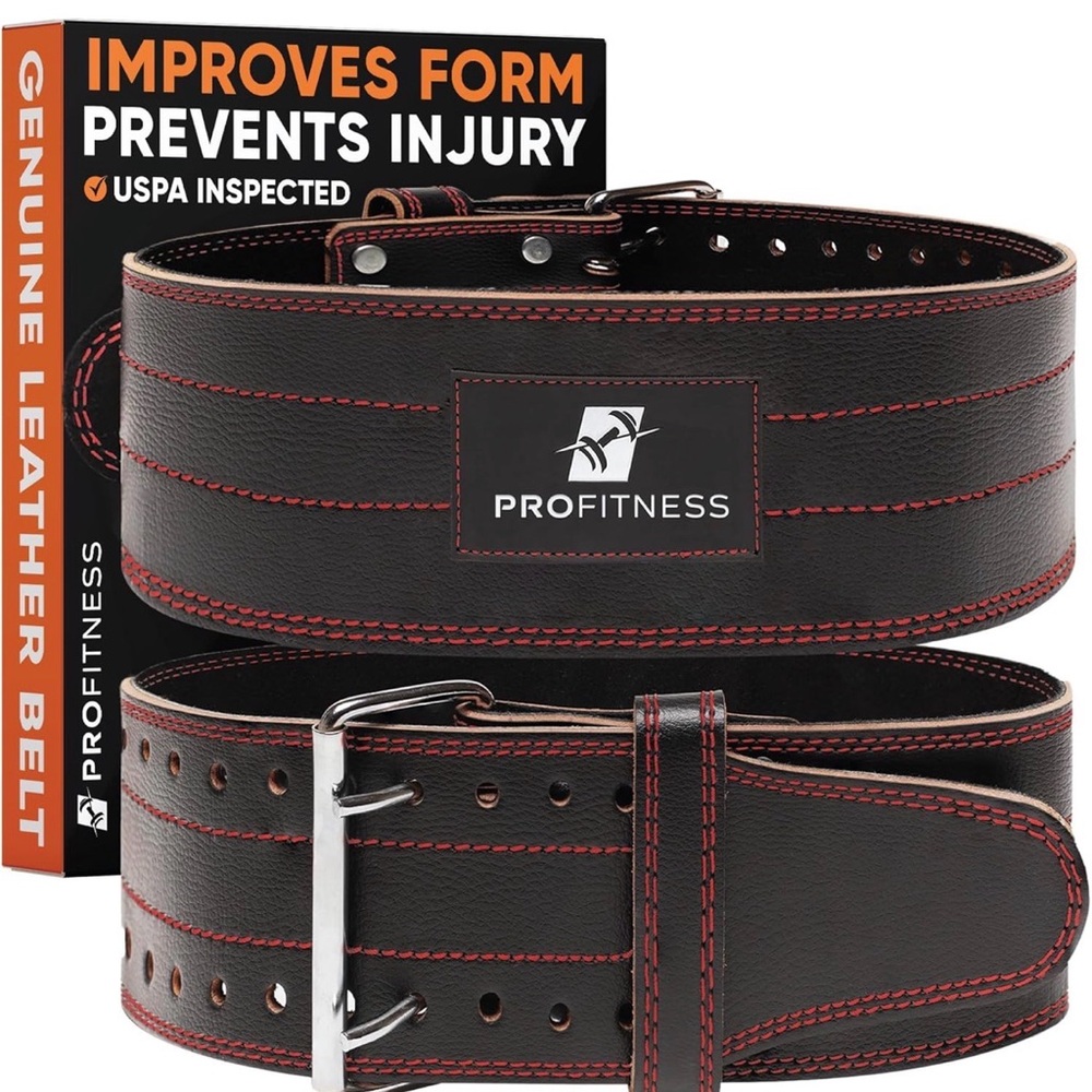 ProFitness Black Leather Weightlifting Belt